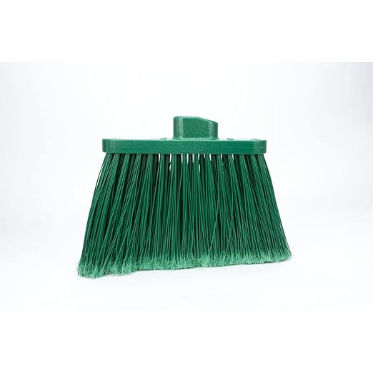 SPARTA Plastic Broom Head, Angled, Flagged for Small Debris Indoor, Outdoor, Home, Restaurant, Lobby, Office, 12 Inches, Green, (Pack of 12)