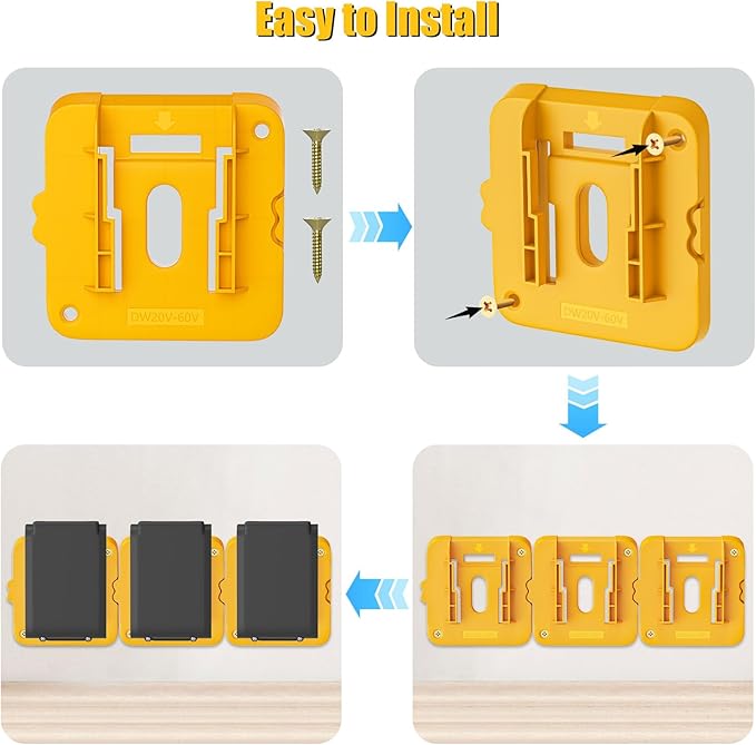 Battery Mount Holder Compatible for Dewalt 20V 60V Battery Dock Holder Fit for DCB200 DCB203 DCB206 Batteries- 10 Pack