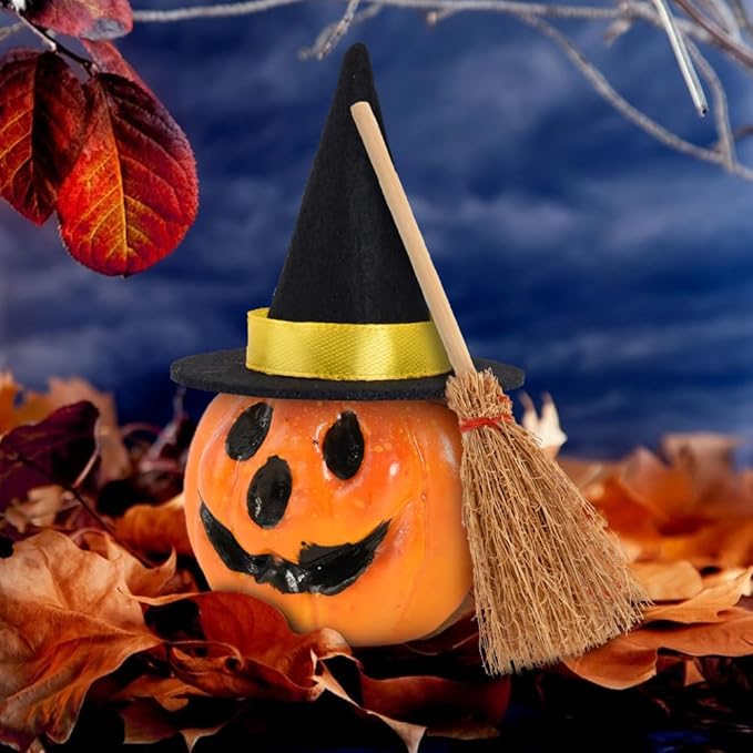 Mini Witch Hats and Mini Broom, Small Witch Hats for Crafts, 20 Pcs Halloween Party Decorations Costume Cosplay Accessory