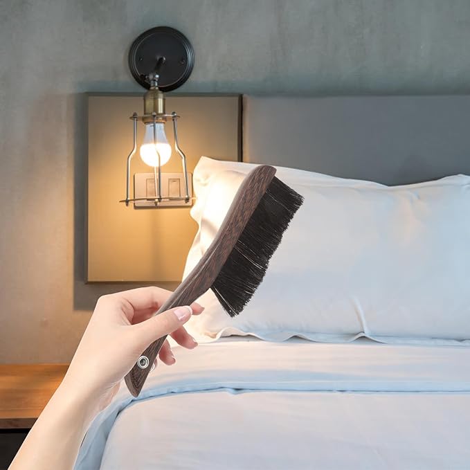 Healifty Soft Bristle Bed Brush 32cm with Ebony Wood Handle, Dust Removal Cleaning Brush for Instruments, Keyboards, Mattresses, and Household Dusting