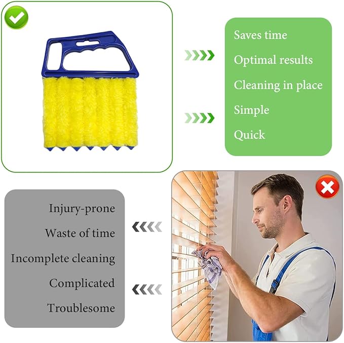 Blind Cleaner Duster Tool, Window Venetian Hand-held 7 Finger Dusting Cleaner Brush, Blinds Cleaning Brush Tool for Window Shutters Air Conditioner, Car Accessories (Blue)