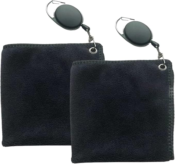 2 Pcs Golf Towels Quick Drying Golf Cleaning Towels with Hook Absorbent Cleaning Towel for Golf Bags Fitness Sport Outdoor Yoga