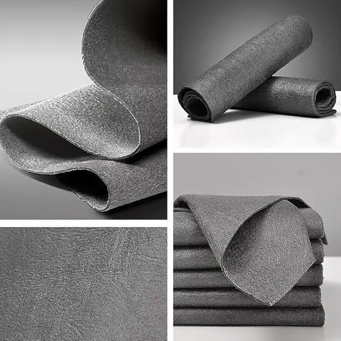 Magic Cleaning Cloth 5 Pcs Lint Free Cloth Microfiber Cleaning Rag，Reusable, Thickened, for Windows, Glass, Mirror, Car, Gray，Magic Cleaning Cloths for Glass