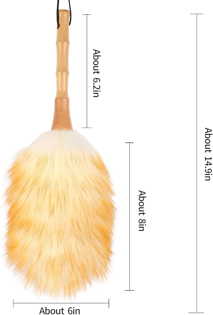 2-Pack Feather Duster Bundle: Ostrich Feather Duster (extendable from 10 to 15 inches) & Lambswool Duster (14.9 inches, Wooden Handle) - Anti-Static, Reusable, Eco-Friendly for Home, Car,