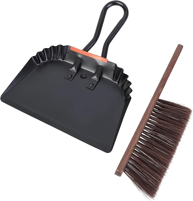 Metal Large Heavy Duty Dustpan and Broom Brush Set Handheld Tool Kits for Easy Grasping and Efficient