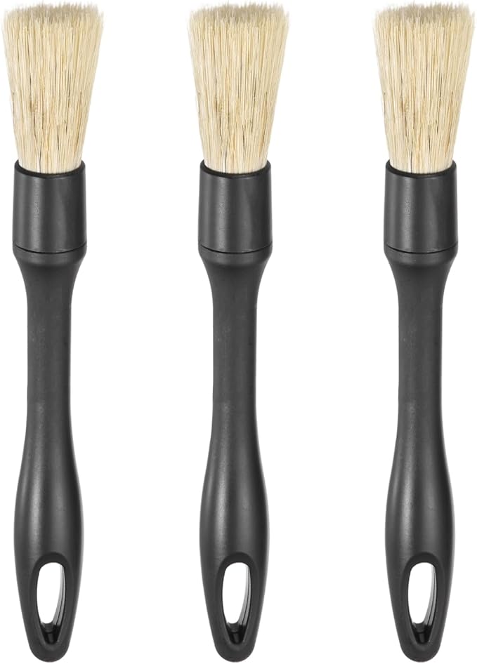 HARFINGTON 3 Pcs Car Detailing Brush 9.1" Natural Bristle Auto Cleaning Brush Scratch Free Automotive Cleaner Duster for Exterior Interior Dashboard Wheels Air Vents, Yellow