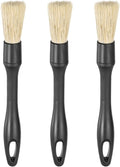 HARFINGTON 3 Pcs Car Detailing Brush 9.1" Natural Bristle Auto Cleaning Brush Scratch Free Automotive Cleaner Duster for Exterior Interior Dashboard Wheels Air Vents, Yellow
