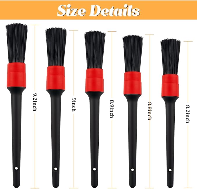 5PCS Car Detailing Brush Set, Ultra Soft Bristle No Scratch Vehicle Air Vent Dust Cleaning Brush, Automotive Interior Exterior Cleaner Tool Kit, Universal for Most Vehicles