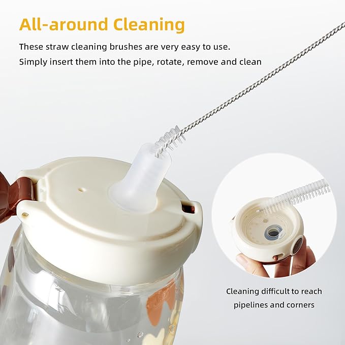 Straw Cleaner Brush Kit 10 pcs, 8 inche Extra Long Sizes of Straw Brushes for 40/30/20/14 oz Stanley Mug, Water Bottle, Sippy Cups, Pipes, Stainless Steel Drinking Straws, Tubes