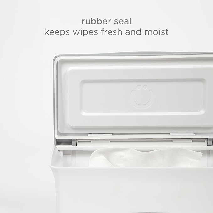 Ubbi Baby Wipes Dispenser, Baby Wipes Case, Baby Wipes Holder With Weighted Plate, Keeps Wipes Fresh And Non-Slip Rubber Feet, Gray