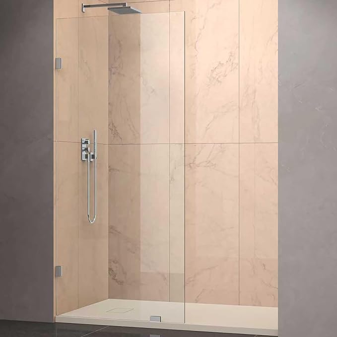 Shower Glass Panel 36" x 79" Easy-to-Clean Treated, 3/8" Tempered Glass Shower Screen, Frameless Shower Door for Walk In Bathroom, Brushed Nickel