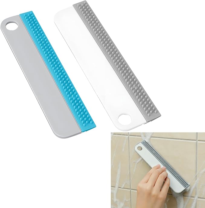 2Pcs Mini Window Squeegee Small Soft Rubber Tool for Car Windows Shower Kitchen Sink Counter Mirrors Compact Tiny Glass Scraper for Bathroom Car Windshield and All-Purpose Cleaning