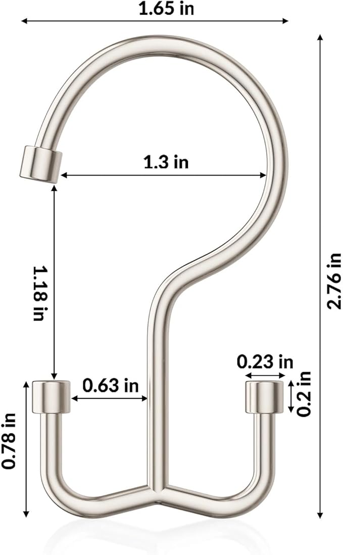 Goowin Shower Curtain Hooks, Shower Curtain Rings, Metal Shower Curtain Hangers Rust Proof, Double Glide Shower Rings for Curtain, Simple Shower Hooks for Shower Curtain, Nickel, 12 Pack-Cylinders