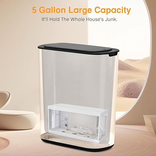 Bathroom Trash Can with Lid 5 Gallon Black Motion Senor Automatic Garbage Cans for Kitchen,Bedroom, Office, Living Room
