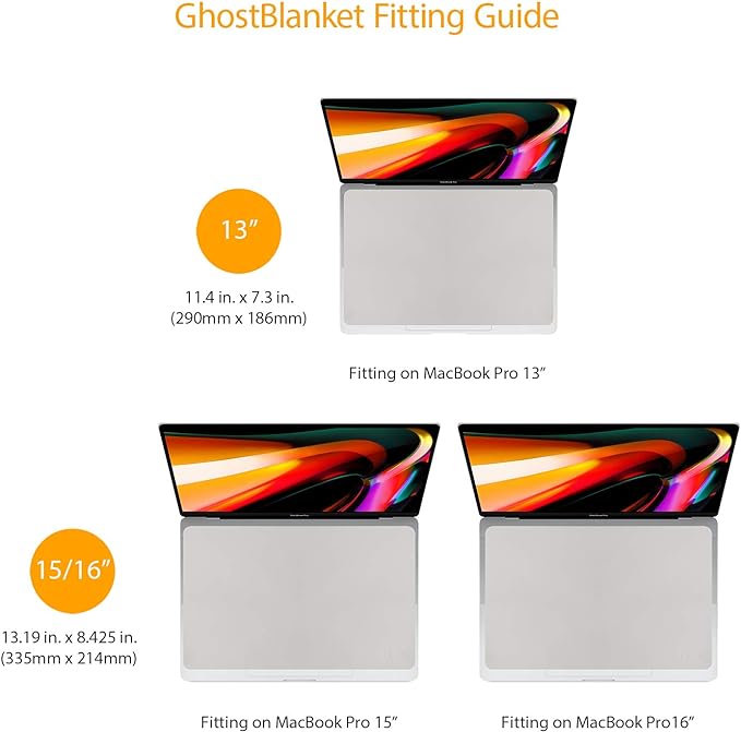 UPPERCASE GhostBlanket Screen Keyboard Imprint Protection Microfiber Liner and Cleaning Cloth 13" Compatible with MacBook Pro 13" 14" and MacBook Air 13" 15"