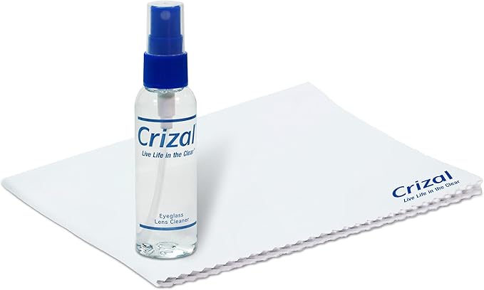 Eyeglass Lens Cleaner Bundle, Doctor Recommended for Anti Reflective Lenses and Coating, 2oz Crizal Spray w/XL Microfiber Cloth, 1 Pack