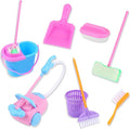 9 Pcs Miniature Dollhouse Cleaning Supplies Mini Bucket Mop Dust Pan Brush Broom Mini Housework Cute Cleaning Supplies Tools Miniature Furniture Dollhouse Decoration Accessories