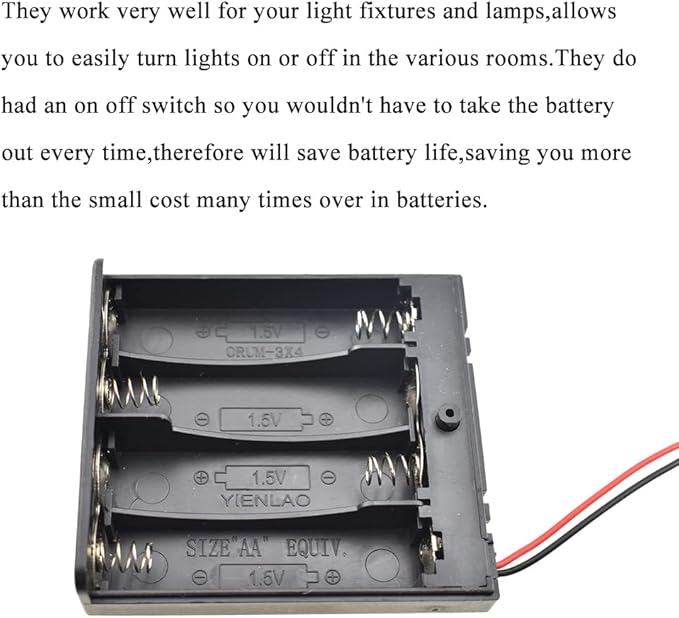 HAHIYO 6V AA Battery Holder Bundle with Wire Sturdy Cover Flexible Springs Contact Build-in Switch Batteries Black Case Easy Install 3 Pieces for Wall Clocks Ham Radio Kids Toys