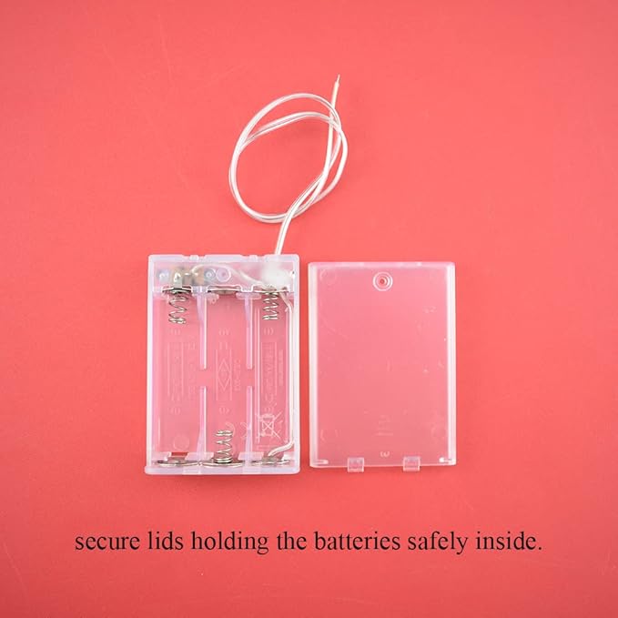 HAHIYO 4.5V 3AA Battery Holder Bundle with Wire Sturdy Cover Flexible Springs Contact Build-in Switch Batteries Transparent Case Easy Install 4 Pieces for Wall Clocks Ham Radio Kids Toys