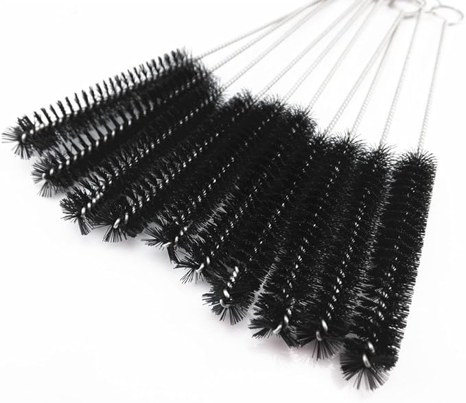 yueton?Pack of 10 Black Nylon Tube Pipe Nozzle Brush Dia 10mm with Wire Loop Handle