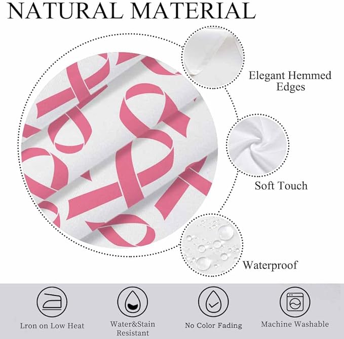 Pink Ribbon Table Cloth 52x70 Cancer Medical Awareness Rectangular Tablecloth Polyester Washable Table Cover for Dining Kitchen Banquet Picnic Rustic Decorative