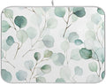 Sage Green Leaves Dish Drying Mat for Kitchen Counter Watercolor Branch Plant Drying Mat 16 x 18 Inch with High Absorbent Reversible Microfiber Dish Drying Pad Drainer Mat for Coffee Bar