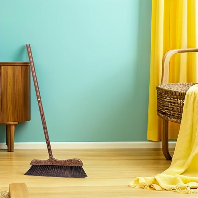 UNOMOR Handmade Soft Wood Broom - Long Handle Broom for Dust Removal, Kitchen Cleaning Sidewalk, Patio, Courtyard, Bathtub, and Floor Brush