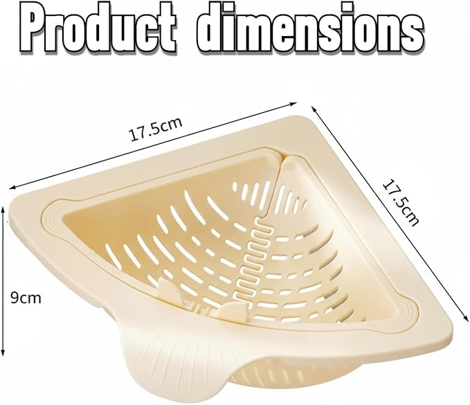 Magnetic Drainage & Filter Basket, Triangular Sink Strainer with Twist-Open Bottom, Kitchen Sink Corner Rack for Draining & Storage, Punch-Free Installation, No Tools Needed (Milky White)