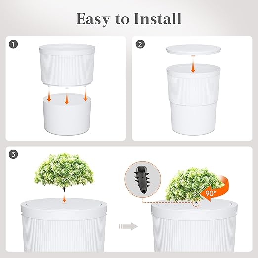 Lifewit Trash Can with Pop-Up Lid, 2.6gal Small Hidden Garbage Can with Decorative Faux Plant, Dog Proof Plastic Waste Basket for Bedroom, Office, Living Room, Kitchen, Bathroom