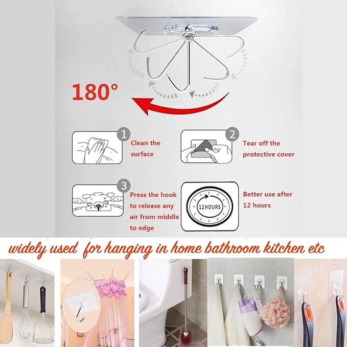 Heavy Duty Adhesive Hooks 33 lb(Max) 15KG,Waterproof and Oilproof Reusable Seamless Hooks Heavy Duty Wall Hook for Kitchen Bathroom Office 14 Pack