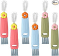 3 in 1 Cup Lid Cleaning Brush Set for Bottle Gap Tight Spaces Cup - Multifunctional Cleaning Brush Portable Crevice Cleaning Tools - Cup Mouth Scrubber Cup Lid Cleaner with Flower Design (6PCS)