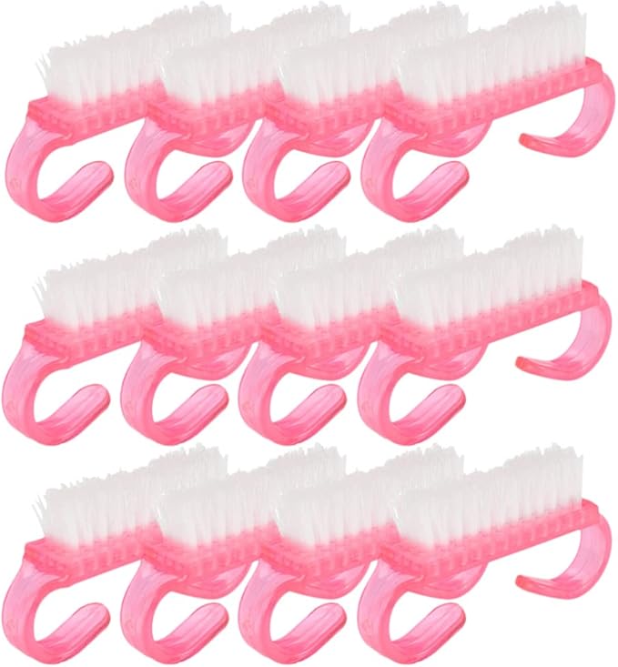 Nail Cleaning Brush, 12pcs Hand Grip Plastic Scrubbing Brush with Soft Bristles Fingernail Cleaning Manicure Supplies for Hands Feet Nails