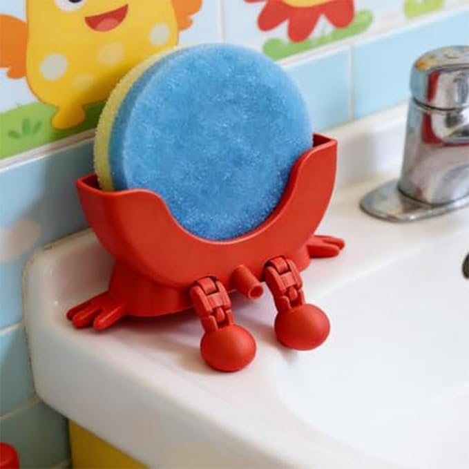 Cute Hanging Sponge Holder with Drainage, 3D Printed Sponge Holder, For Scrub Daddy Holder, Funny Sponge Stand for Kitchen Sink, Keeps Your Sponge Dry & Smiling, No sponge ﻿ (Black)