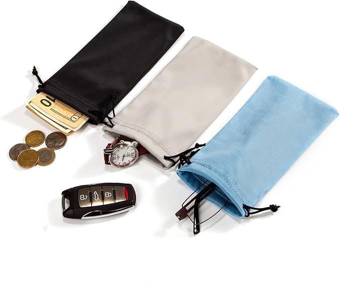 TRIUMPH VISION Soft Eyeglass Pouch 3 Pack - Pouch for glasses Microfiber Screen Cleaning Bag