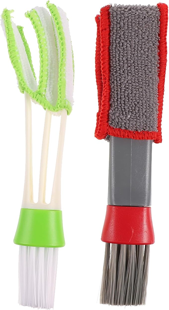 Car Air Vent Cleaning Brush Double Ended Mini Duster 2pcs Set for Automotive Interior Air Conditioner Dust Removal and Computer Keyboard Cleaning Tool