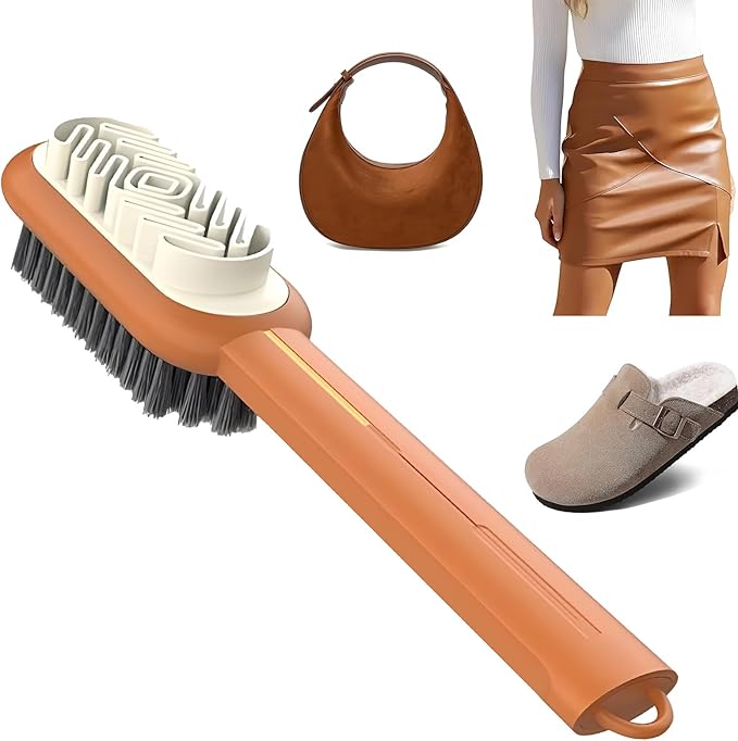 2 in 1 Suede Brush ，Suede Shoe Brush and Eraser，Rubber Polish Eraser with Soft Plastic Bristles for Suede/Nubuck Shoe、Bag、Jacket、Boots Cleaning