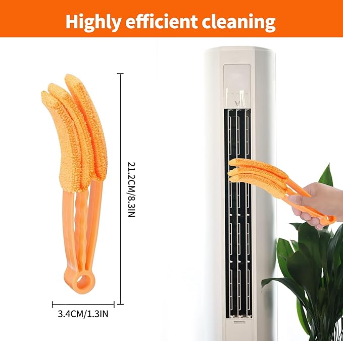 12 Pcs Window Venetian Blind Cleaner Duster Tool, Microfiber 6 Finger Duster Brush for Cleaning Window Shutters, Air Conditioner, Wood & Vinyl Blinds, Includes 6 Cloth Covers (12)