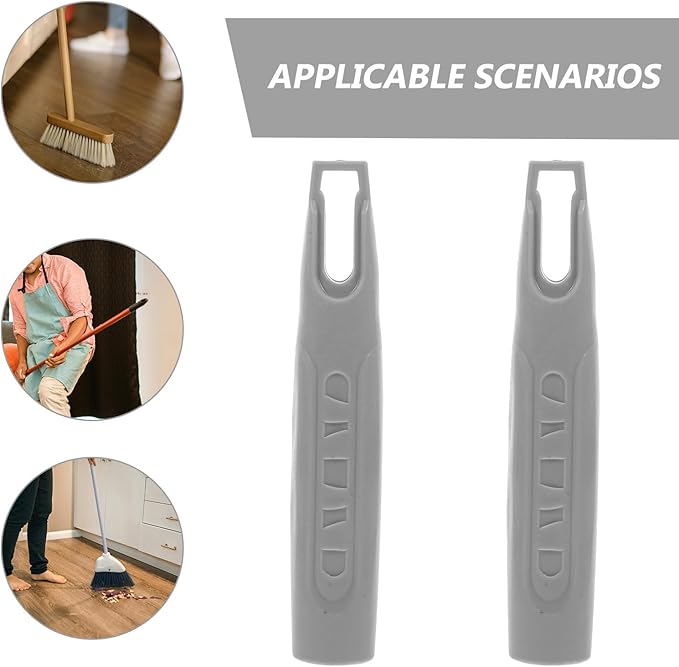 2pcs 19mm Plastic Broom Handle Grips for Hand Dust Sweeper and Manual Carpet Sweeper Replacement, Gray Sturdy Broomstick Sleeves for Household Cleaning and Desktop Mini Brooms