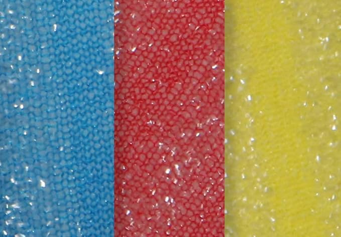 Nylon Kitchen Scrubber, Heavy Duty, Hand Friendly Scouring Sponge for Sink, Pot, Dish Washing Scrubber Non-Scratch, Kosher, 18 Pack, Blue-Red/Pink-Yellow by Superio