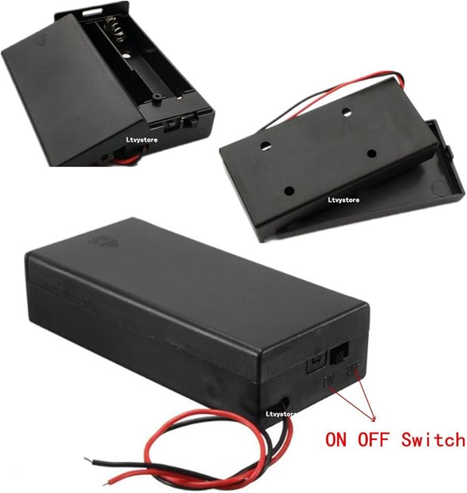 Plastic 18650 Battery Storage Case 2 Slots x 3.7V for 2x18650 Batteries Holder Box Container with ON Off Switch Set of 5