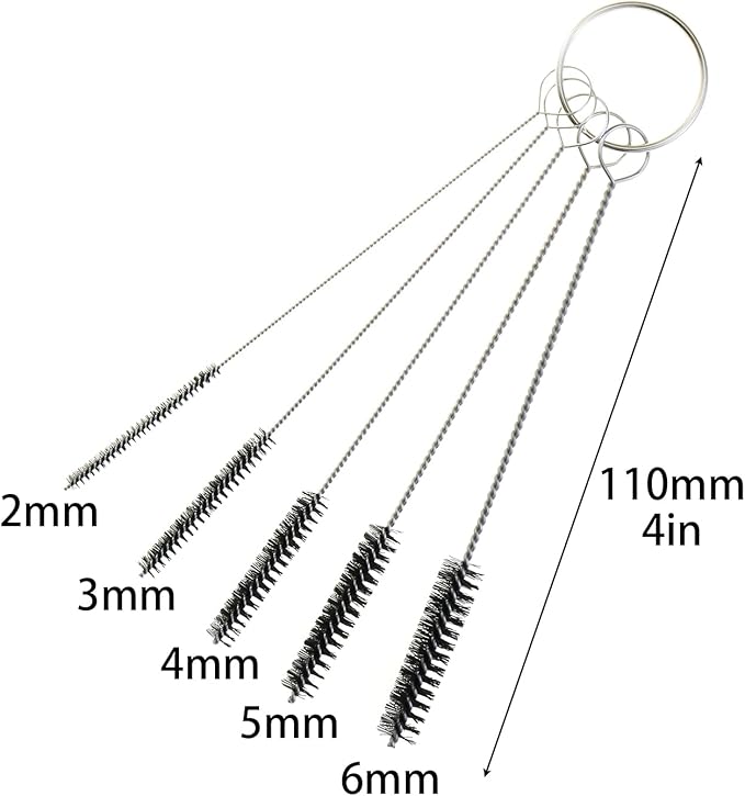 MEETOOT 15-Piece 4-Inch Nylon Tube Brush Set, Straw Cleaning Brush, Carburetor Cleaning Brush, Small Wire Brush, Cleaning Tools, Black