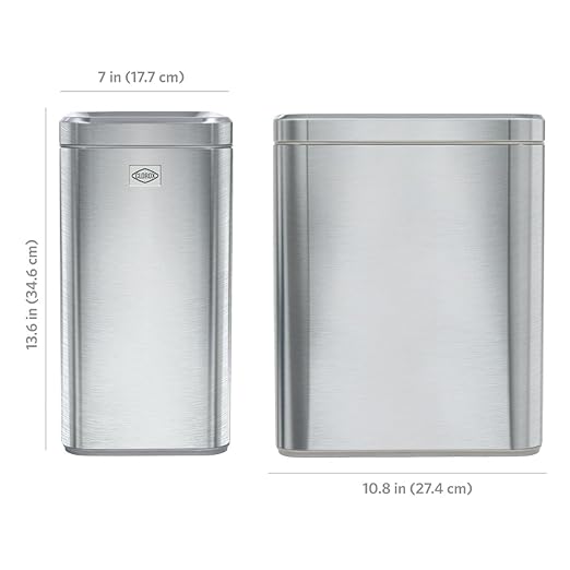 Clorox Slim Open Trash Can - 2.6 Gallon (10 Liter) Small Metal Waste Basket with Removable Bucket for Narrow Spaces - Stainless Steel Garbage Bin for Bathroom, Bedroom, or Office