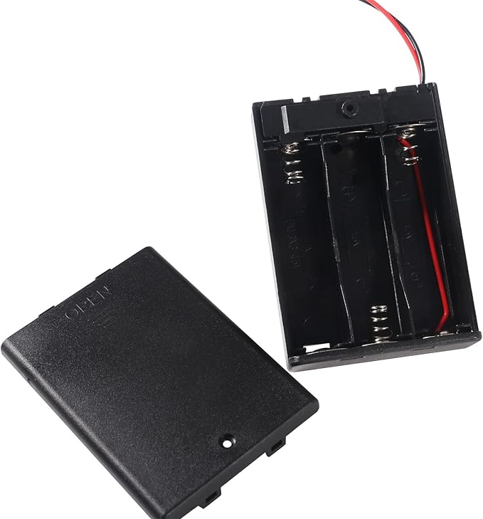 4 Pieces 3 Slots 1.5V AA Battery Case Holder Battery Spring Clip Storage Box with Wire and On/Off Switch
