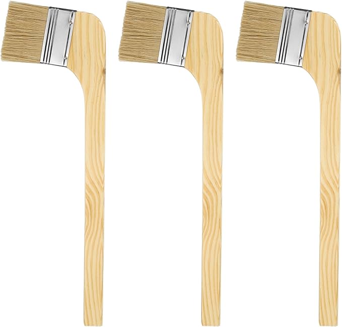 HARFINGTON Paint Brush 3Pcs 2.5" Brush Width Reusable Variety Angled Bend Brushes Radiator Paint for All Latex Oil Painting Furniture Walls Treatment, Brown
