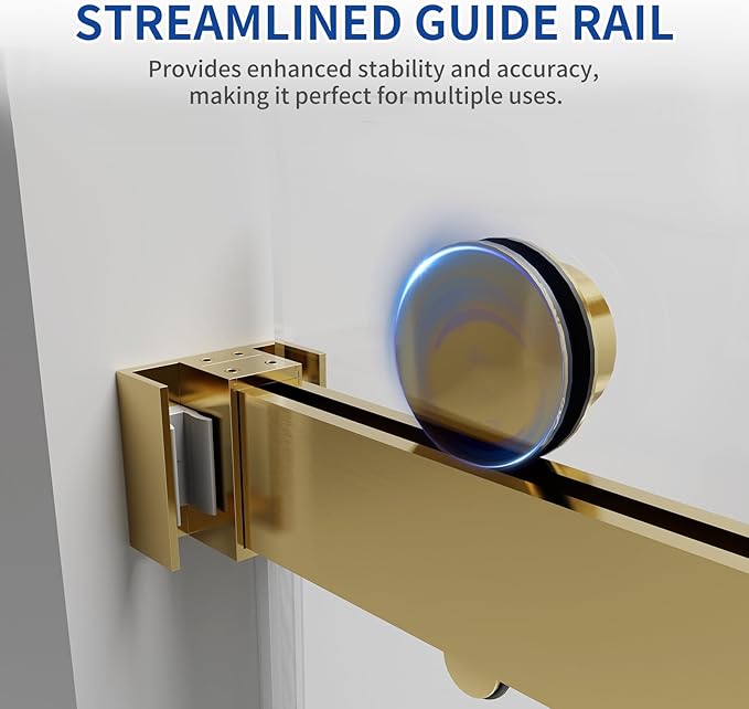 56-60 in. W x 76 in. H Double Sliding Frameless Shower Door, 5/16" (8mm) Tempered Glass with Double Nano Coating, Easy-to-Clean Bathroom Glass Door （Brushed Gold）