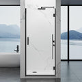 Framelss Hinged Shower Door, 34" W x 76" H Single Swing Pivot Shower Door, 3/8" (10mm) Tempered Glass with Nano Coating, Stainless Handle, Glass Door for Walk-in Shower - Matte Black