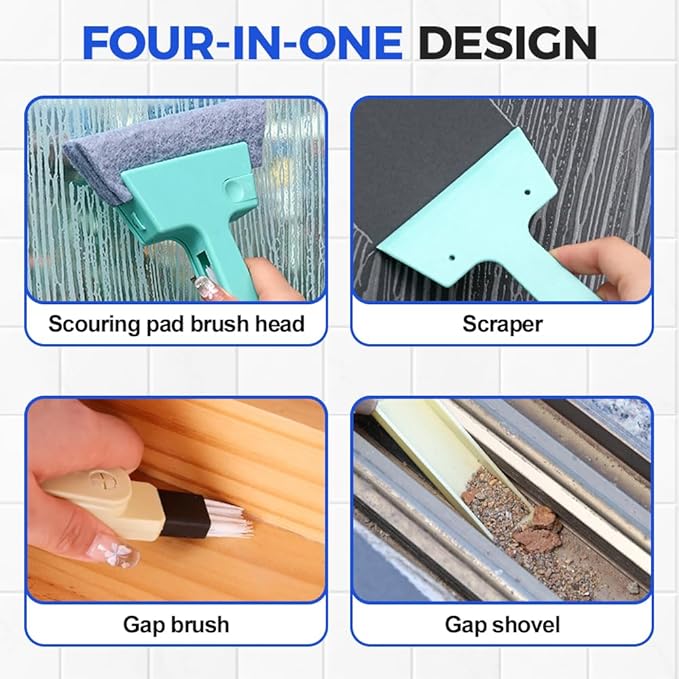 Magic Window Track Cleaner, 2025 New Magic Window Cleaning Brushes, Window Groove Cleaning Brush Tools Set, Hand-held Crevice Cleaning Brush for Window Slides and Gaps (Blue)