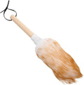 Lambswool Duster with Wooden Handle Small White Vehicle and Home Cleaning Tool for Interior Dust Removal and Furniture Cleaning, Washable Handheld Dusting Brush