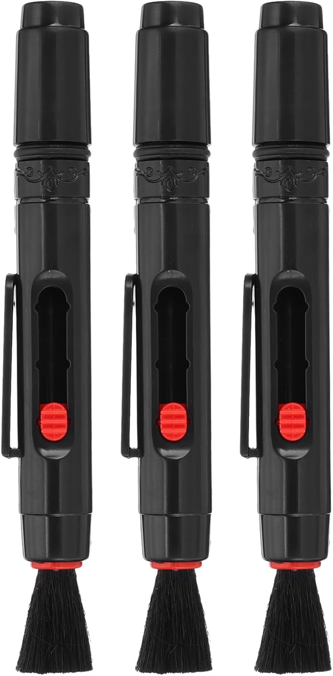 PATIKIL Camera Dusting Brush, Multifunction Cleaning Brush Keyboard Lens Pen Screen Lens Cleaner for Vinyl Records, LP Scan, SLR & Computer Screens,3 Pcs Red