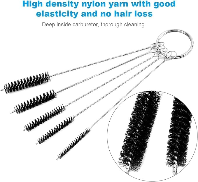 LImeiy Carburetor Carbon Dirt Jet Remove Cleaner, 13 Cleaning Wires Set + 10 Cleaning Needles + 5 Nylon Brushes + 1 Sharp Pick Tool Kit for Motorcycle ATV Moped Welder Carb Chainsaw Spray Guns Torch